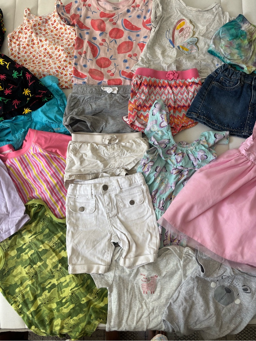 Toddler Girls 2T Summer Clothing Bundle Lot Shorts Tshirts Bathing Suits Dresses